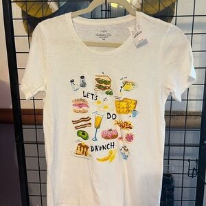 J. Crew White Graphic Tee - Let's Do Brunch